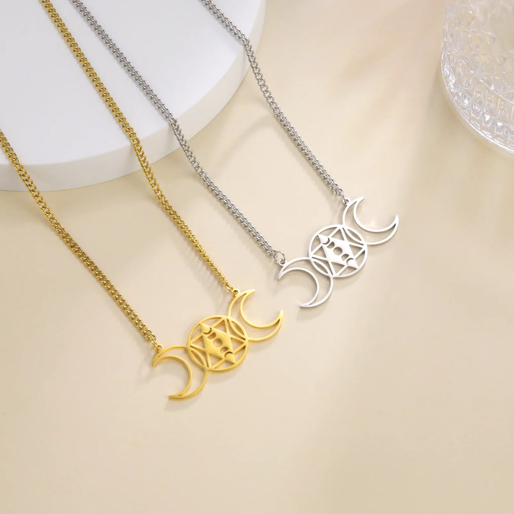 Minimalist Star of David Pendant Necklace Stainless Steel Hollow Moon Tree of Life Lion Religious Jewish Jewelry for Women Men