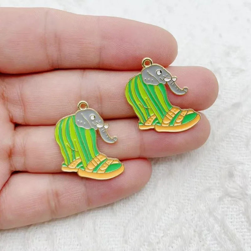 10pcs Creative Alloy Drip Oil Jewelry, Monster, Funny, Abstract, Wooden Stick, Man, Shark, DIY Accessories, Pendant