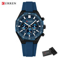 CURREN Fashion Casual Men Sports Watch Chronograph Silicone Belt Auto Date Dial Quartz Wristwatch Male Reloj Relogio Masculino
