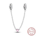 Silver Bow Charms 925 Sterling Silver Pink Heart-shaped Bow Pendants Charms Beads Fit Original S925 Bangle Bracelets DIY Jewelry