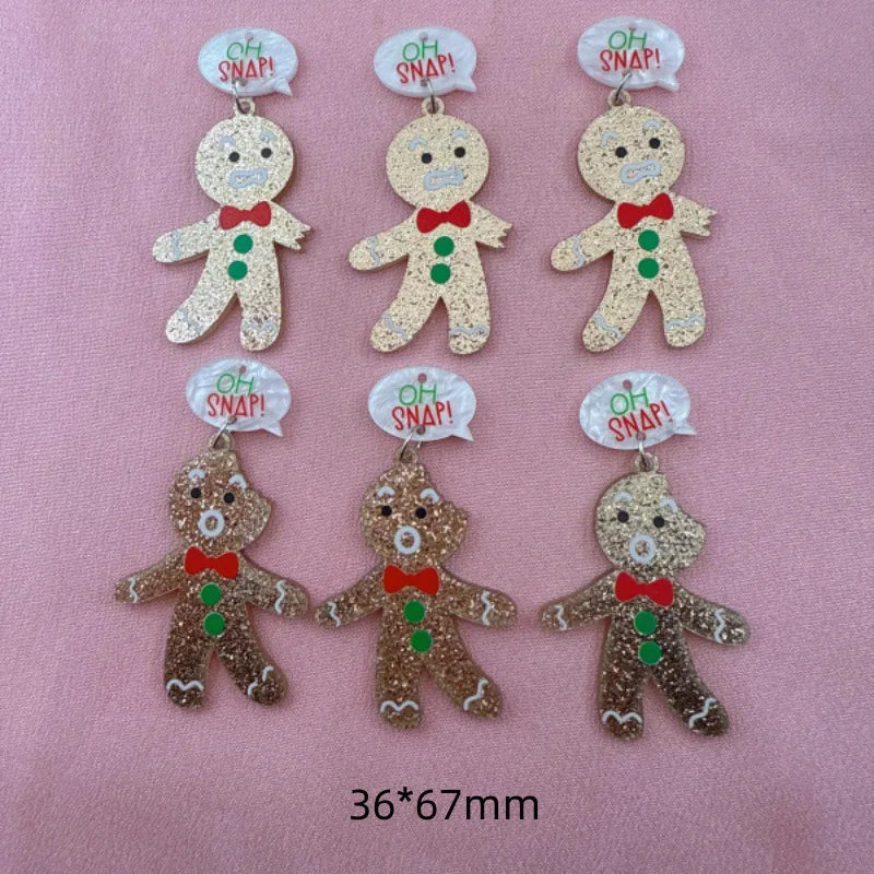 10pcs Cute Christmas Gingerbread Man Pendant, DIY Jewelry Accessories Making Earrings, Necklace, Keychain