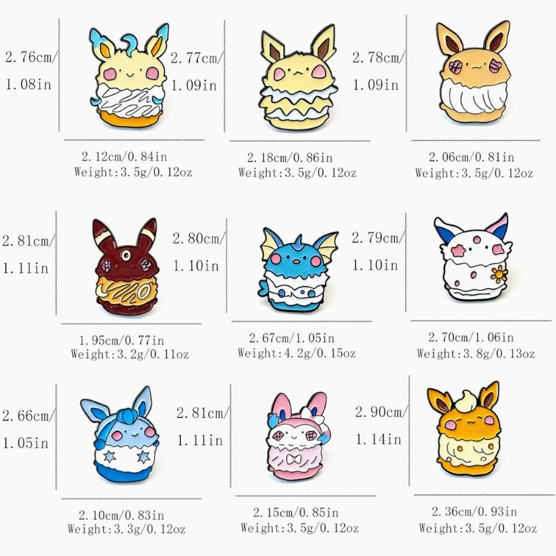 AA 9Pcs Anime Cute Elf Eevee Enamel Pins Cartoon Fox Cake Monster Brooch Fashion Woman Men Lapel Badge Jewelry Gifts For Friends