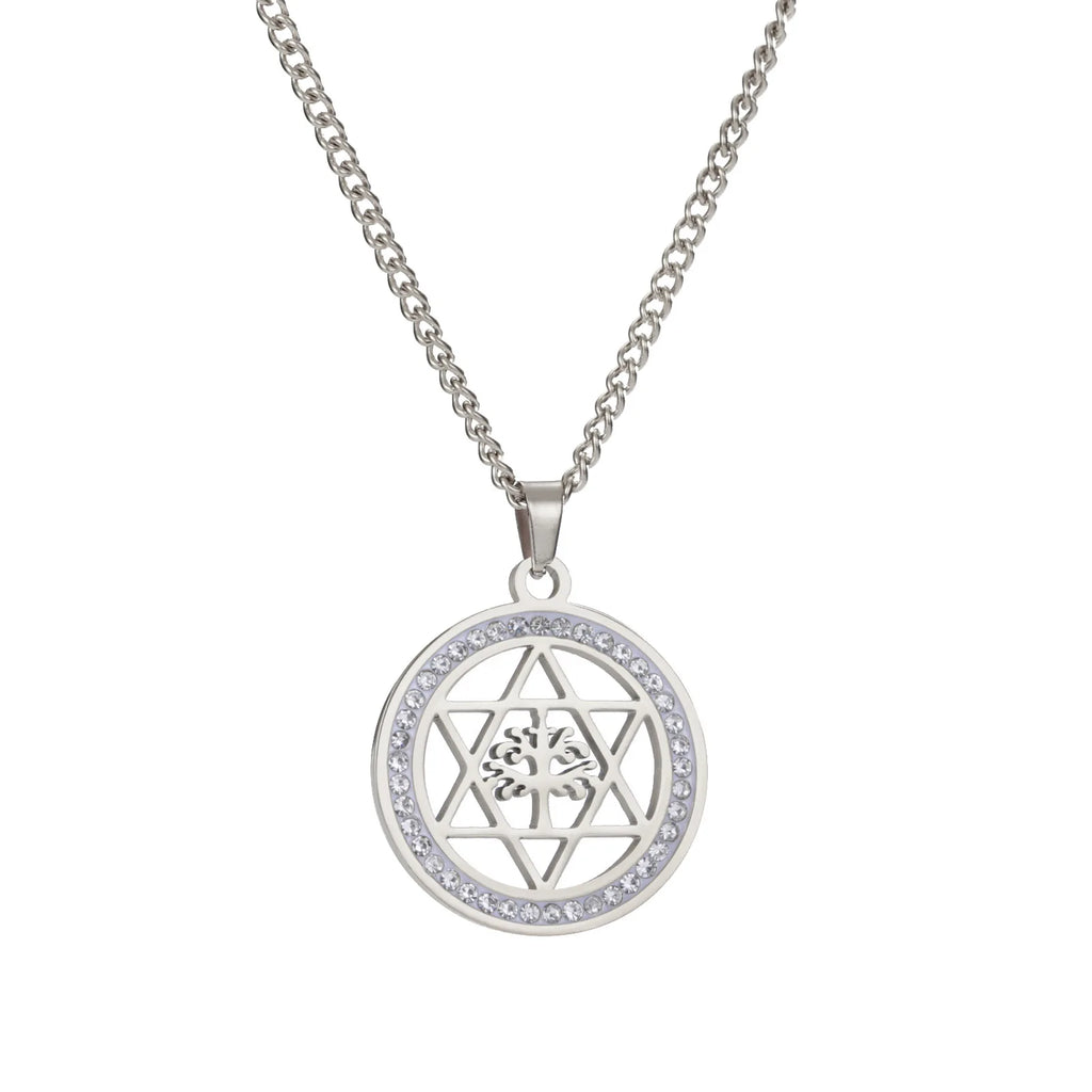 Minimalist Star of David Pendant Necklace Stainless Steel Hollow Moon Tree of Life Lion Religious Jewish Jewelry for Women Men