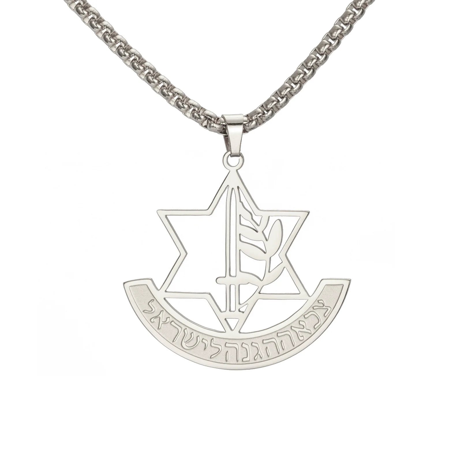 Minimalist Star of David Pendant Necklace Stainless Steel Hollow Moon Tree of Life Lion Religious Jewish Jewelry for Women Men
