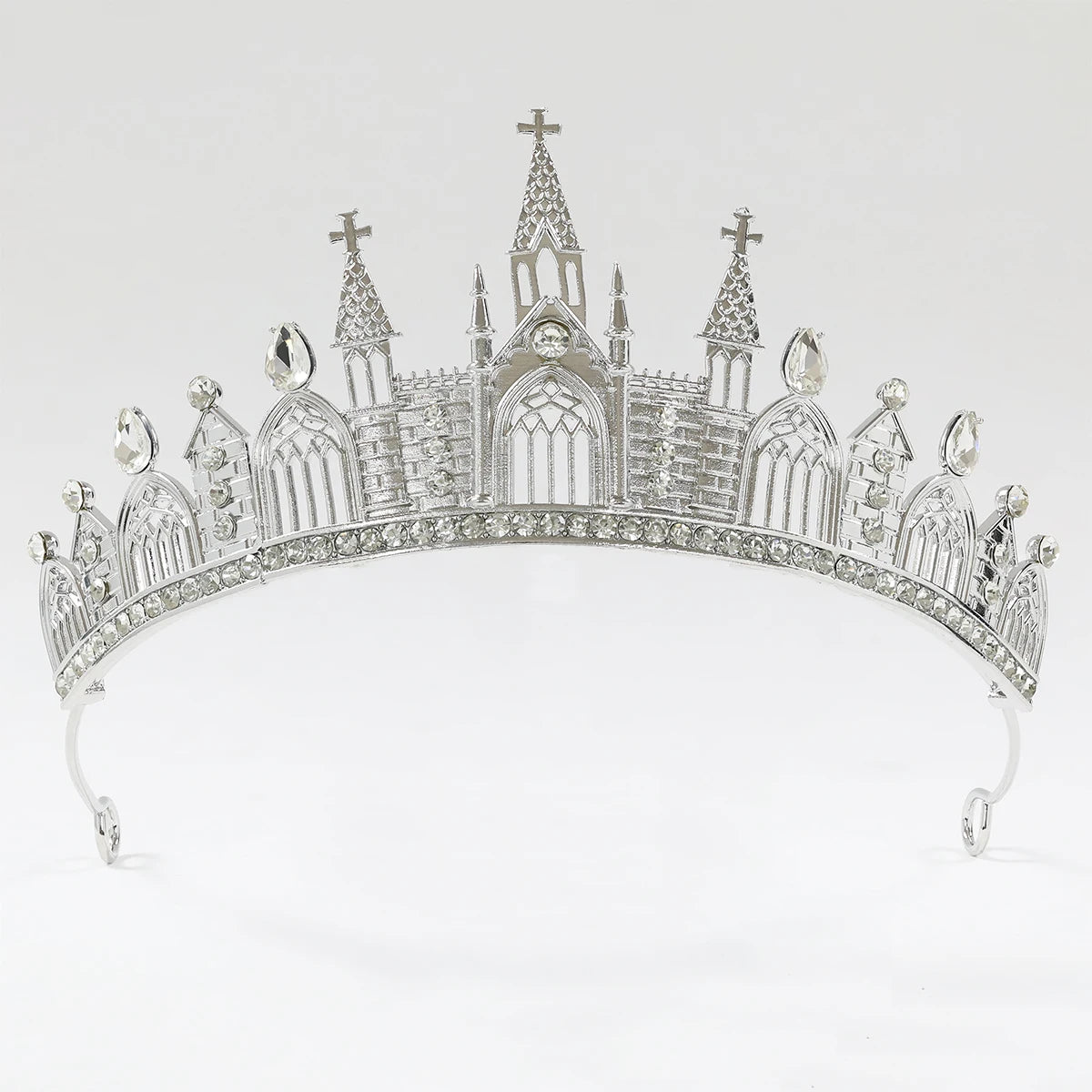 Wednesday's Theme Gothic Niche Vintage Crown - Alloy Crown with Rhinestones - Dark Headpiece Accessory