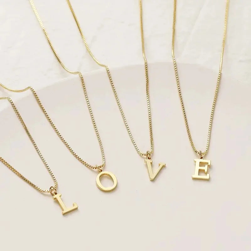 A-Z Initial Necklace Gold Color Necklace Fashion Cute Letter Necklace for Women Vintage Daily Party Wear Jewelry Gifts New