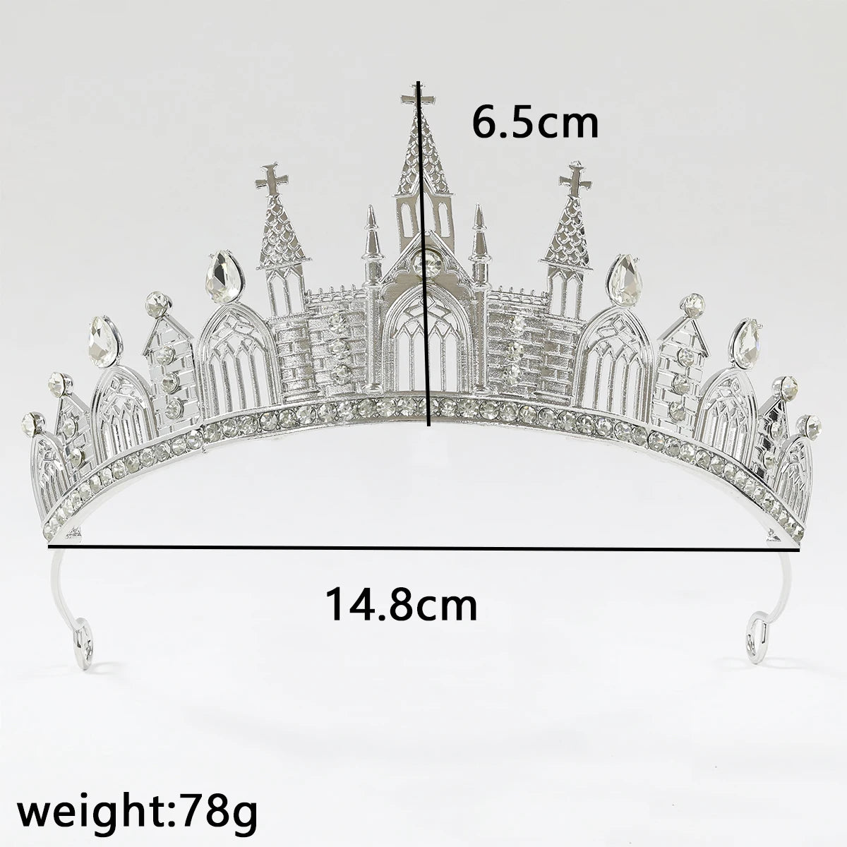 Wednesday's Theme Gothic Niche Vintage Crown - Alloy Crown with Rhinestones - Dark Headpiece Accessory